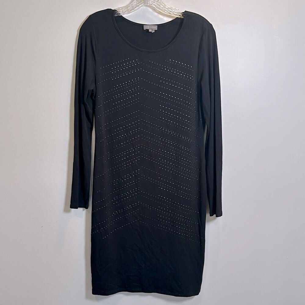 Vince Camuto Studded Long Sleeve Knit Career Dress Women's Medium Black